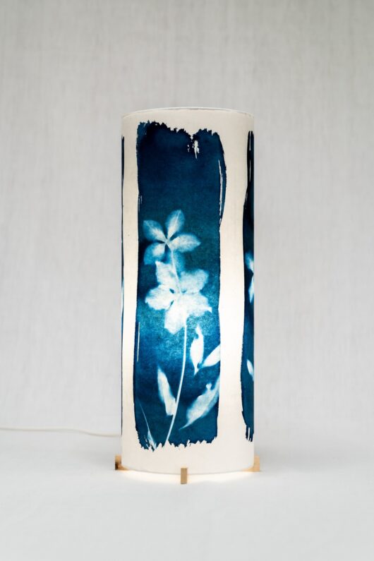 Lampes roses de noel en cyanotype