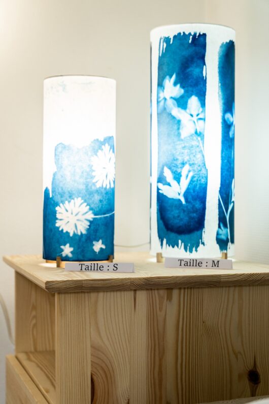 Lampe de chevet en cyanotype aux feuilles S1